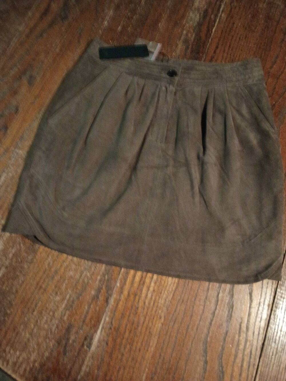 New XS Sen Brown Suede Lined Mini Skirt with Pockets